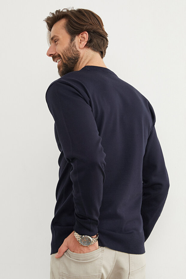 Πλεκτό πουλόβερ Basic Crew Neck - 8