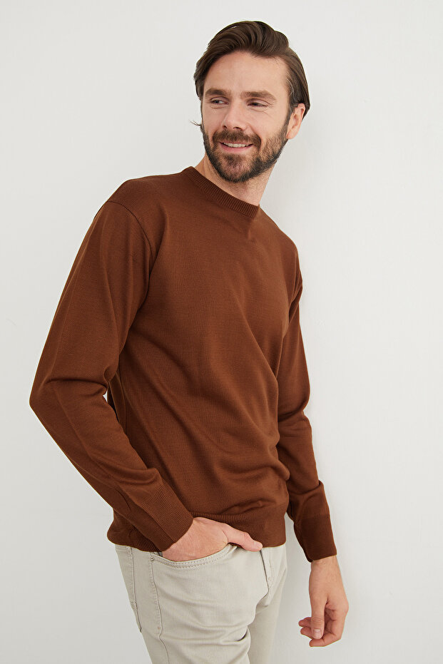 Pulover basic cu guler rotund - 7