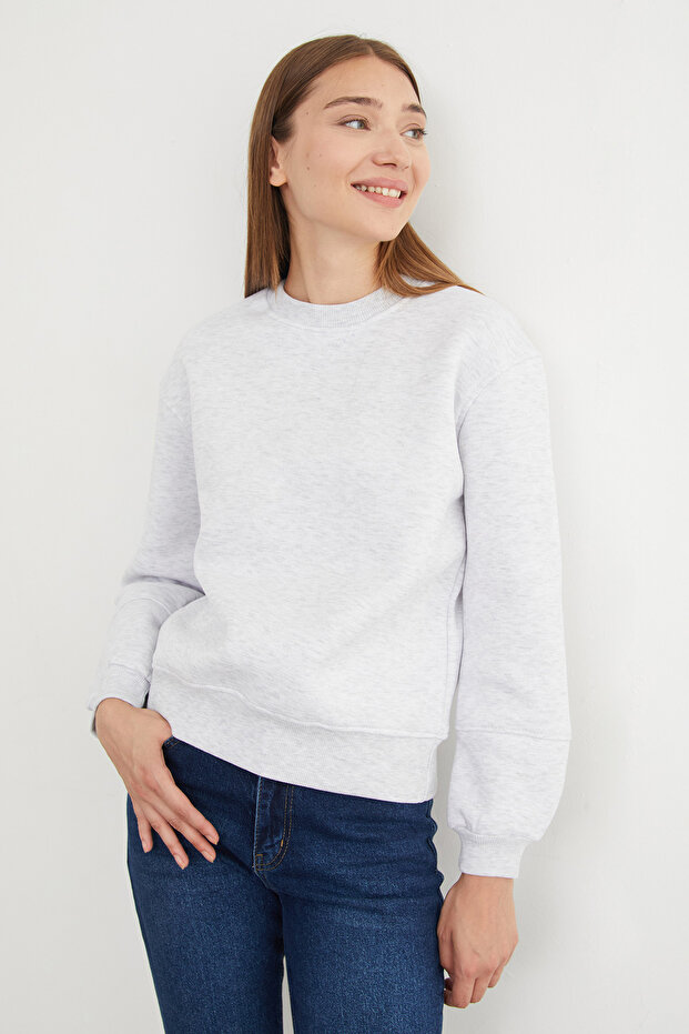 3 İplik Basic Bisiklet Yaka Sweatshirt - 5