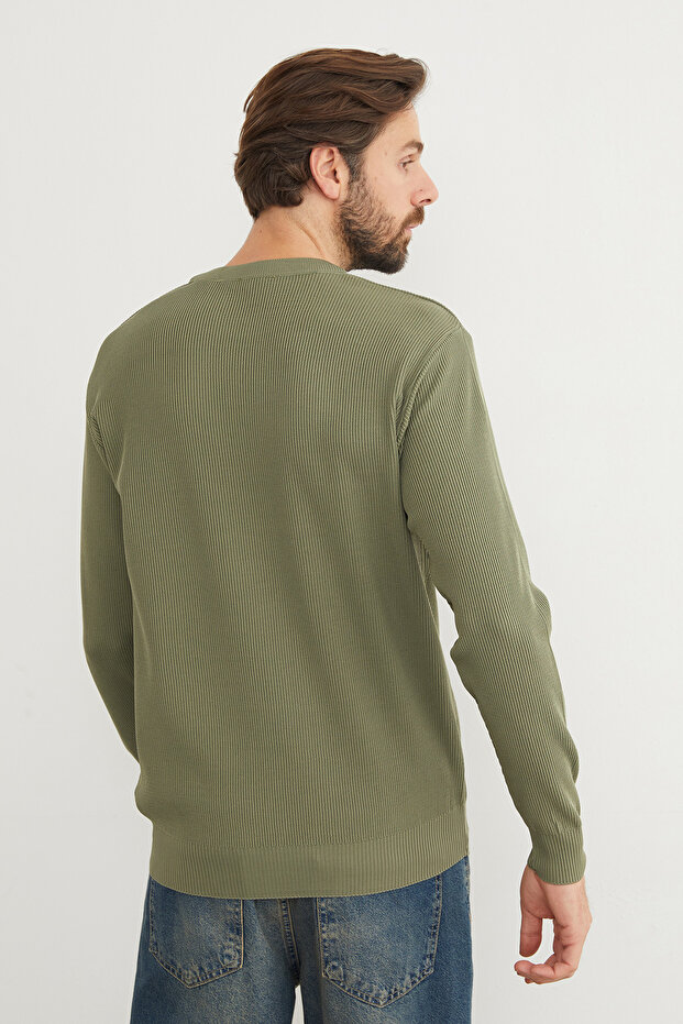 Basic Bisiklet Yaka Triko Kazak - 6