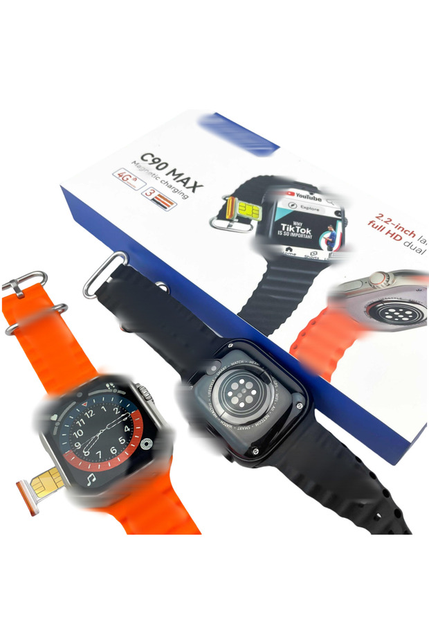 C 90 Maximum Smartwatch, with SIM Card Global Positioning System 4G Camera AI Voice Assistant - 4