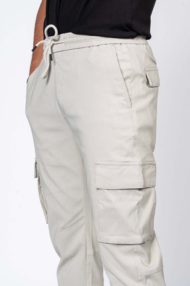 بنطلون كارغو من مزيج مطاطي - حجري - 1