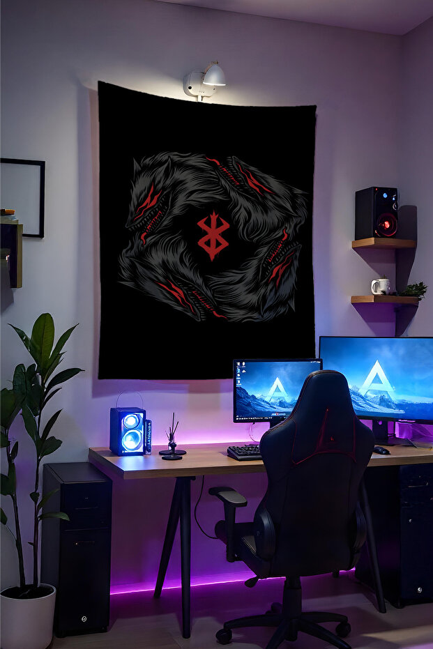 Berserk Dikey Duvar Örtüsü – Anime Temalı Kaliteli Kumaş, Oda Dekoru Tapestry Duvar Halısı - 2