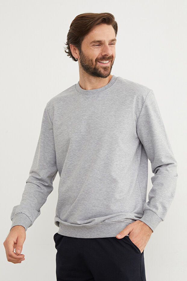 Basic Bisiklet Yaka Sweatshirt - 5