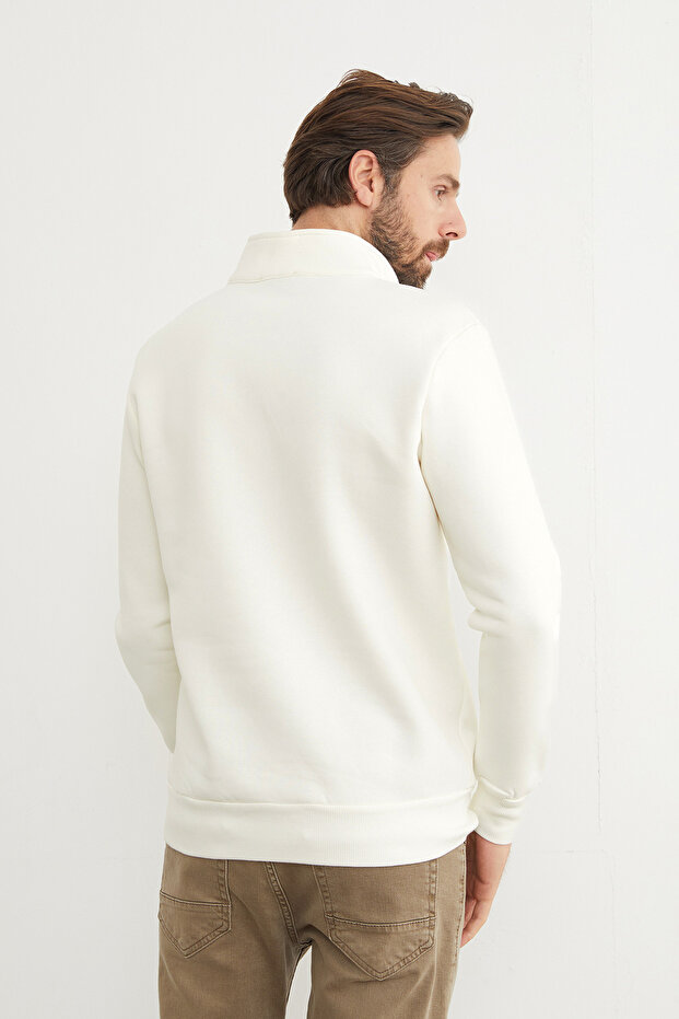 3 Yarn Basic Stand Collar Half Zip Sweatshirt - 8