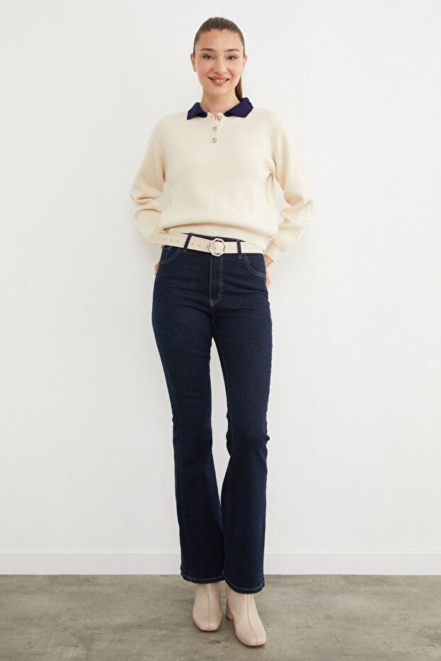 سترة تريكو أساسية بياقة بولو ونصف زر - 3