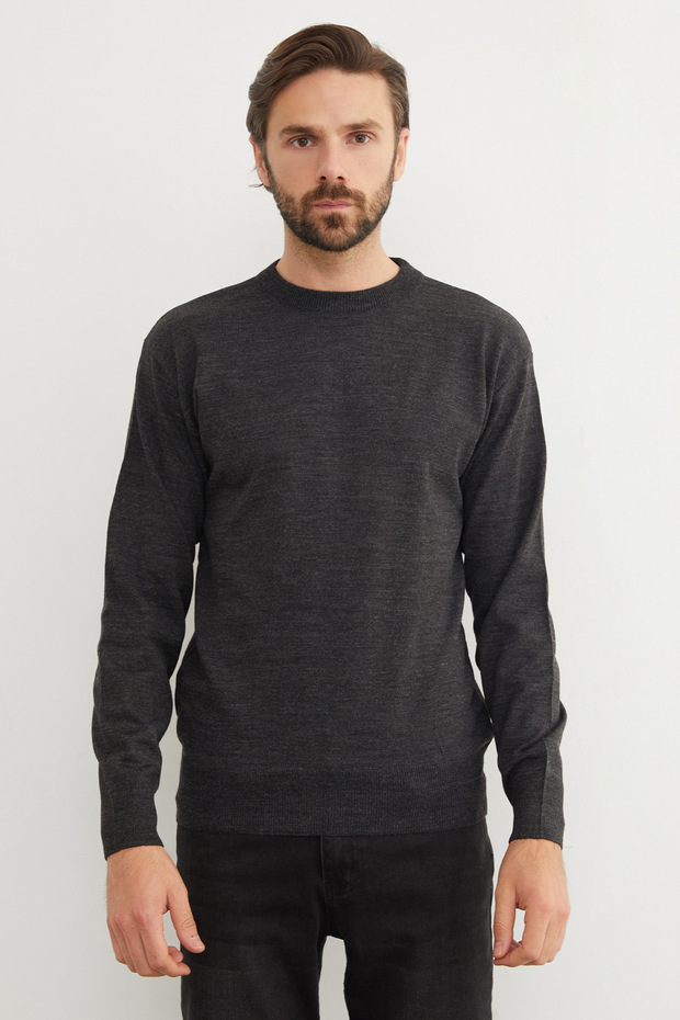 Basic Bisiklet Yaka Triko Kazak - 1