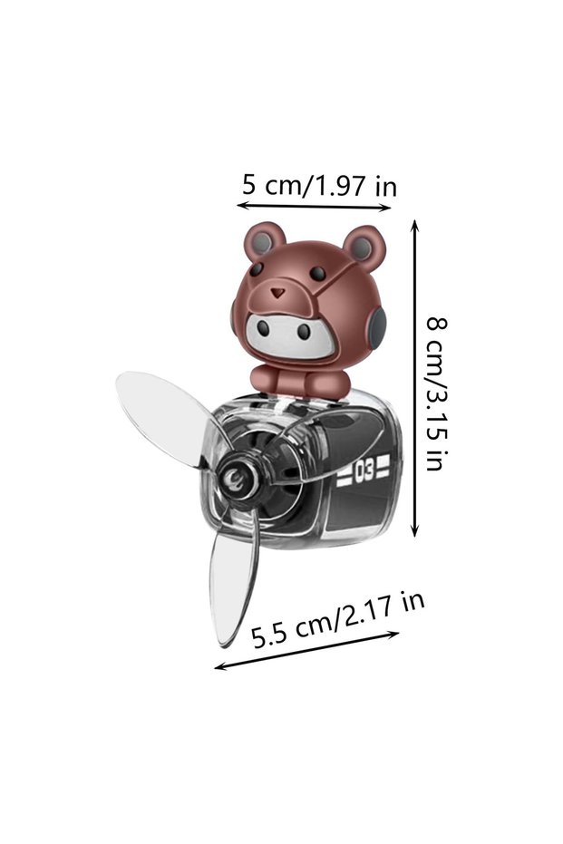 Propeller Air Conditioner Ornament Car Fragrance Clip Brown Pilot Air Freshener Mascot with Black Airplane