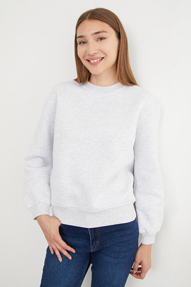 3 İplik Basic Bisiklet Yaka Sweatshirt - 3