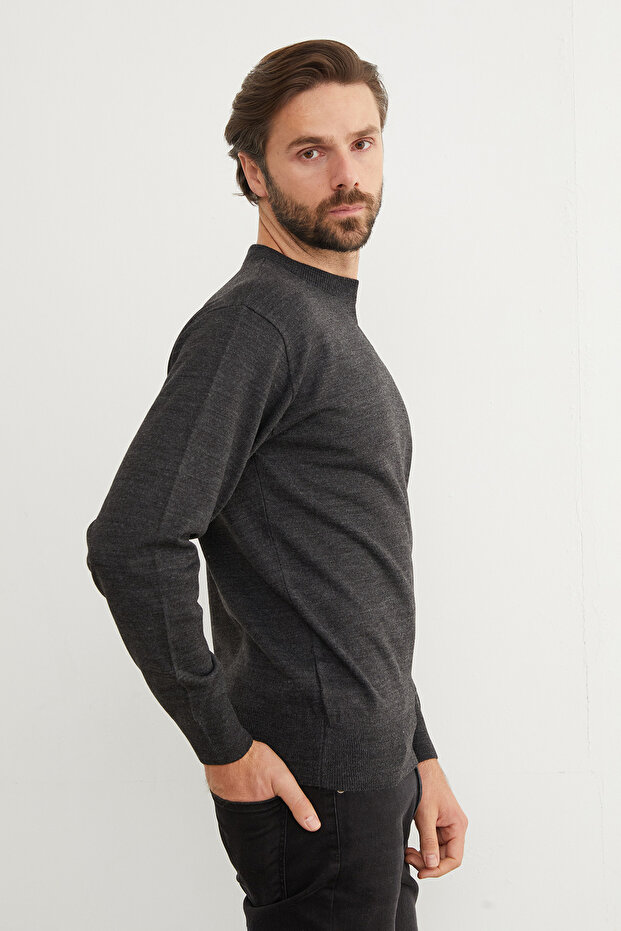 Basic Bisiklet Yaka Triko Kazak - 6