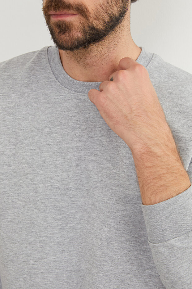 Basic Bisiklet Yaka Sweatshirt - 7