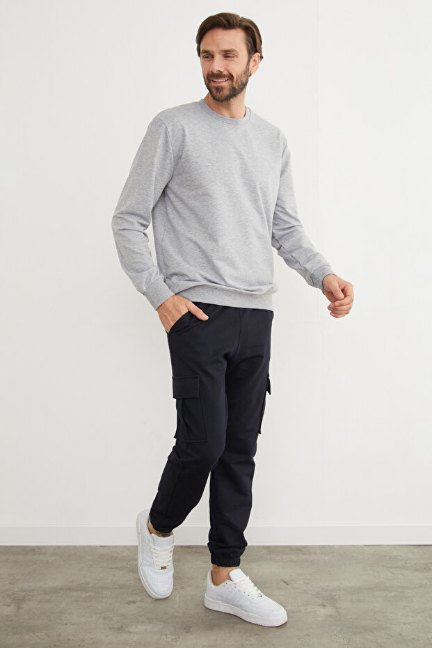 Basic Bisiklet Yaka Sweatshirt - 6