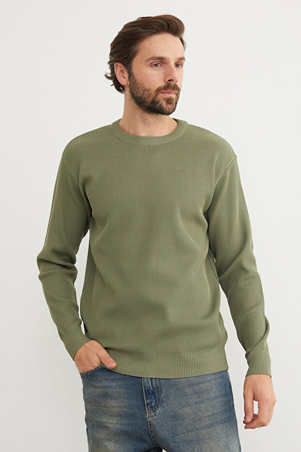 Basic Bisiklet Yaka Triko Kazak - 4