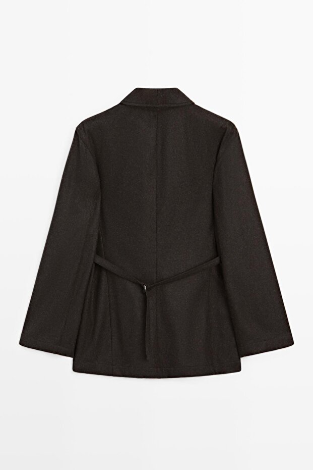 Yün karışımlı kruvaze blazer - 8