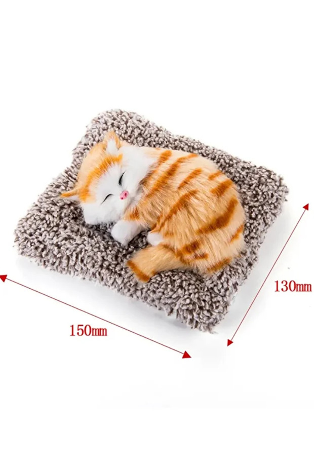 Avcı Minderde Uyuyan Sesli Kedi Peluş Uyuyan kedi oyuncak. - 2
