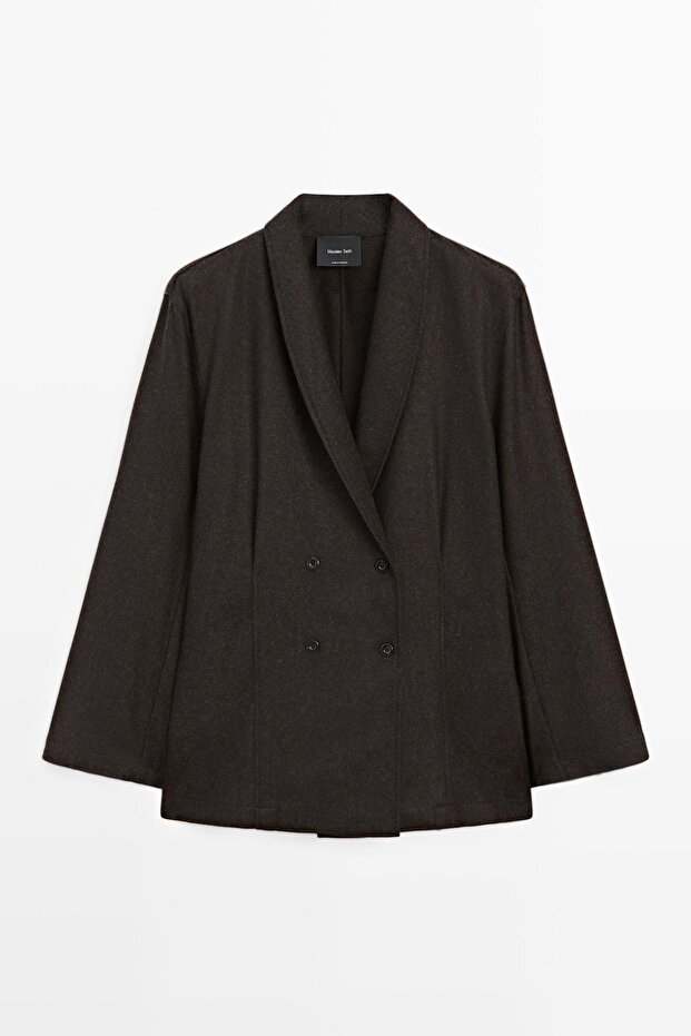 Yün karışımlı kruvaze blazer - 5