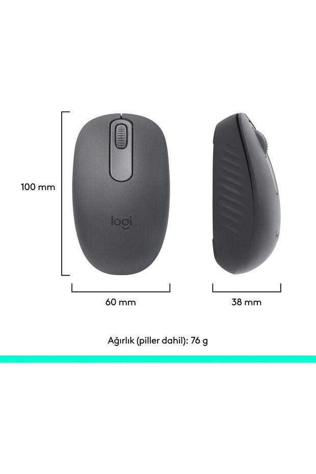 M196 Bluetooth Kablosuz Kompakt Pc ve Mac ile Uyumlu Mouse - Siyah - 7
