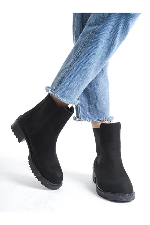 Women's Venus Black Suede Elastic Waterproof Boots