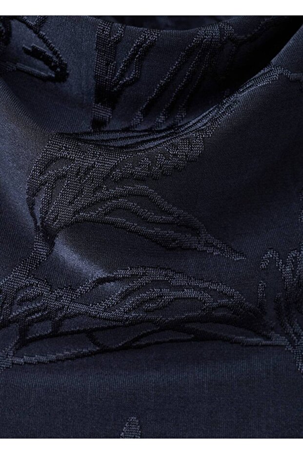 Drape yaka işlemeli elbise - 7