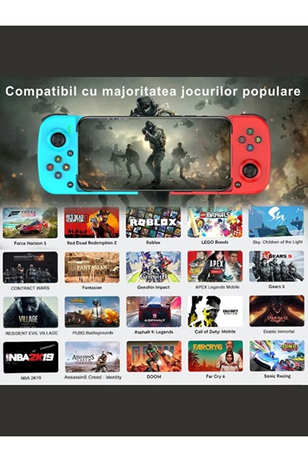 GamePad Gaming Controller for Android, iOS Phone, Bluetooth 5.0 Connectivity, Wireless, Black - 5