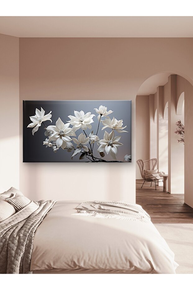MODERN ÇİÇEK BASKILI KANVAS DUVAR TABLO - 3