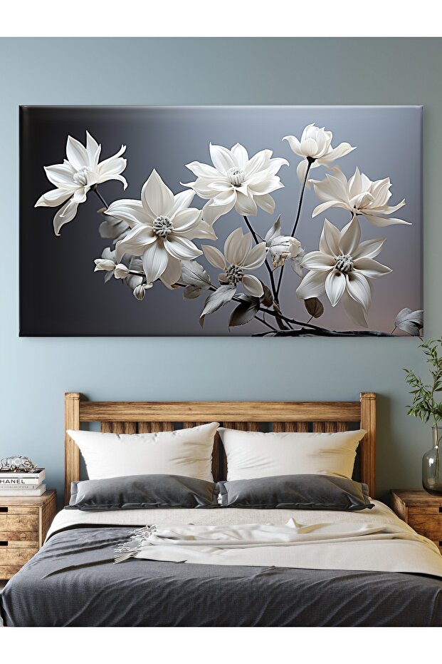 MODERN ÇİÇEK BASKILI KANVAS DUVAR TABLO - 2