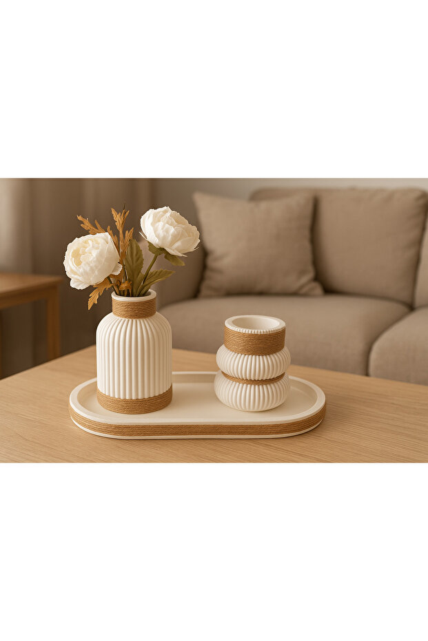 Rustik Bambu Sargılı Harmoni Set 3’lü - 3