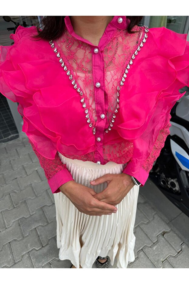 TAŞLI PEMBE GÖMLEK - 6