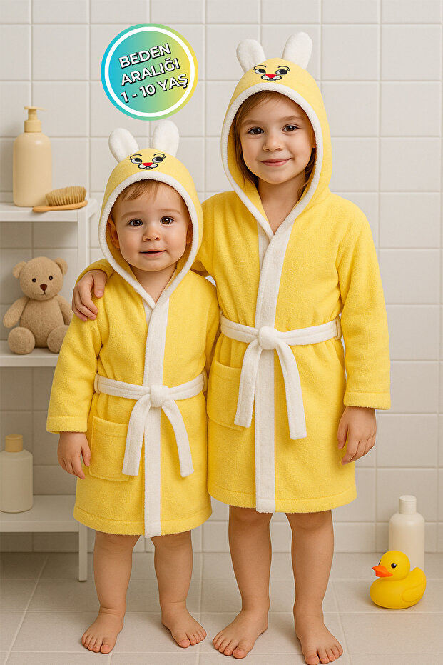 100% Cotton Embroidered Baby Kids Bathrobe Breathable Fabric