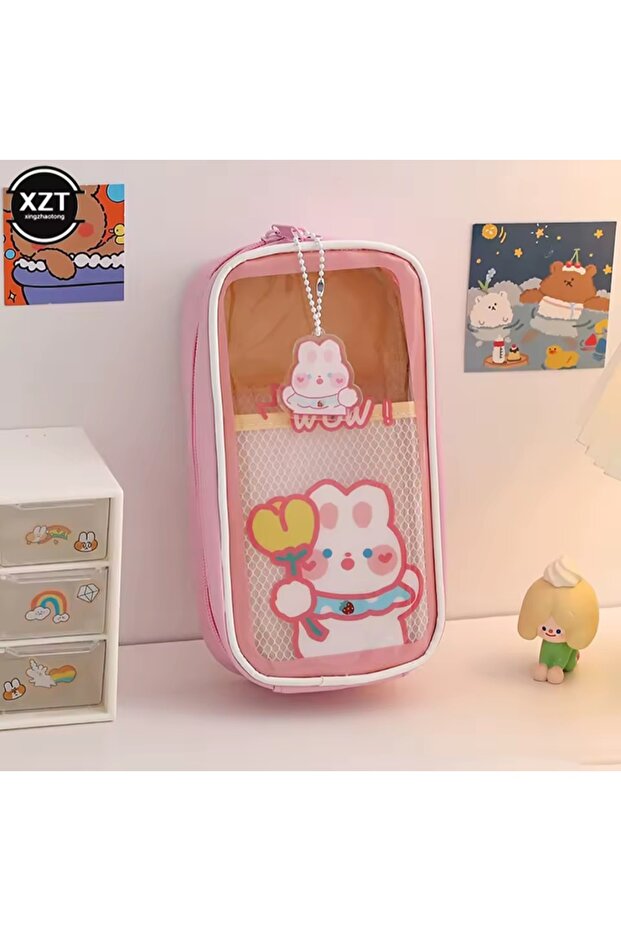 Sanrio Kawaii Transparent Cover Large Capacity Canvas Special Pencil Case Wallet Preschool Gift