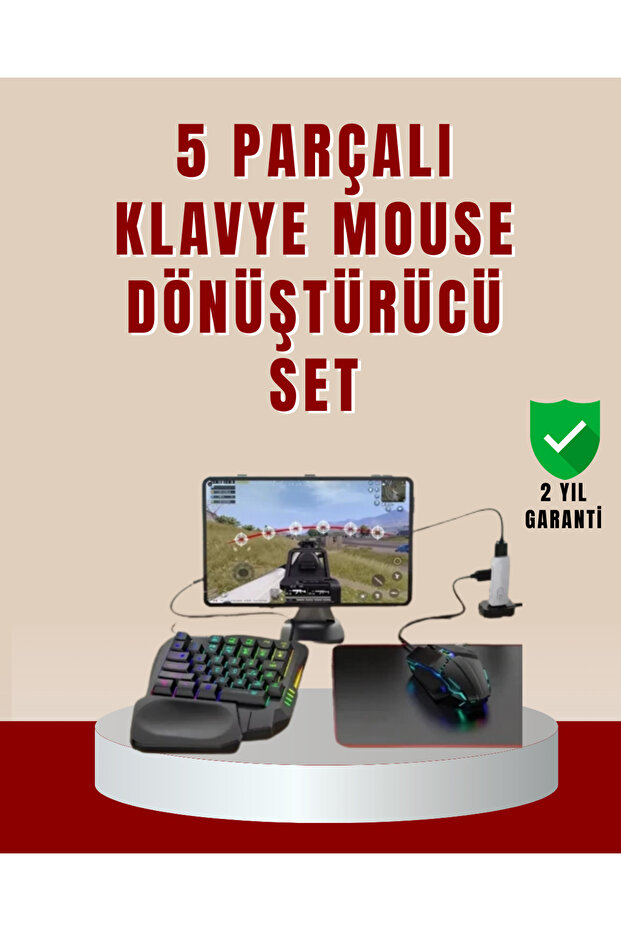 5’i 1 Arada Mobil Oyun Seti Klavye Mouse Dönüştürücü iOS & Android - 1