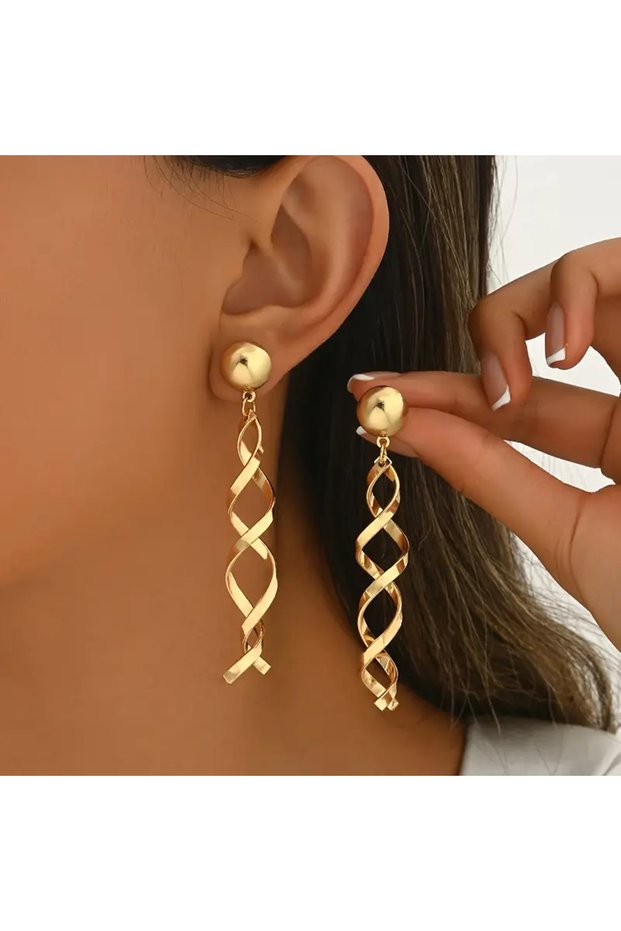 Gold Color Women's Spiral Earrings