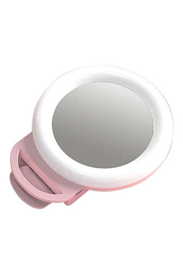 حلقة إضاءة صغيرة لصور السيلفي للهواتف الذكية باللون الوردي/الأبيض - 1
