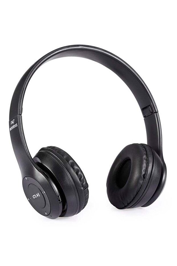 سماعة رأس لاسلكية قابلة للطي تعمل بتقنية البلوتوث، لون أسود - 1