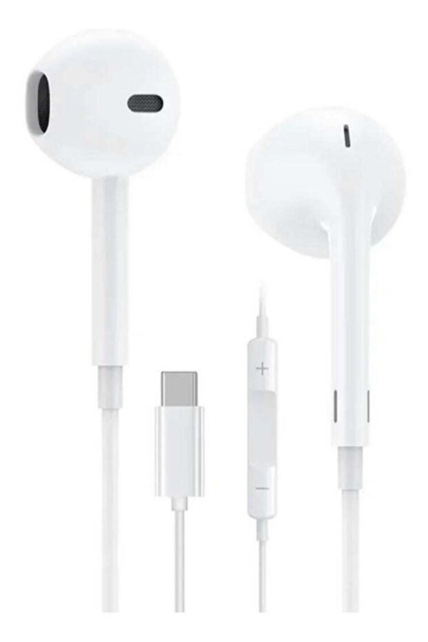 سماعة أذن داخلية بسلك أبيض تدعم iPhone 15 وiPad