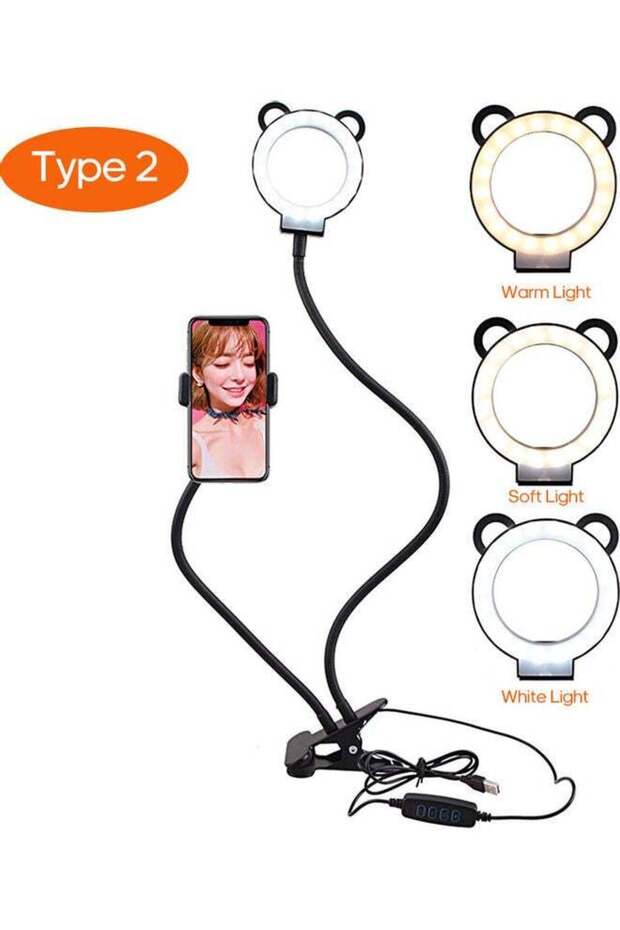 ضوء سيلفي مع حامل أسود - 1