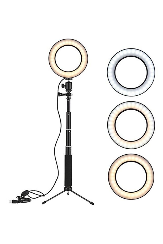 مصباح حلقة فيديو LED صغير لسطح المكتب مقاس 8 بوصات متعدد الألوان - 1
