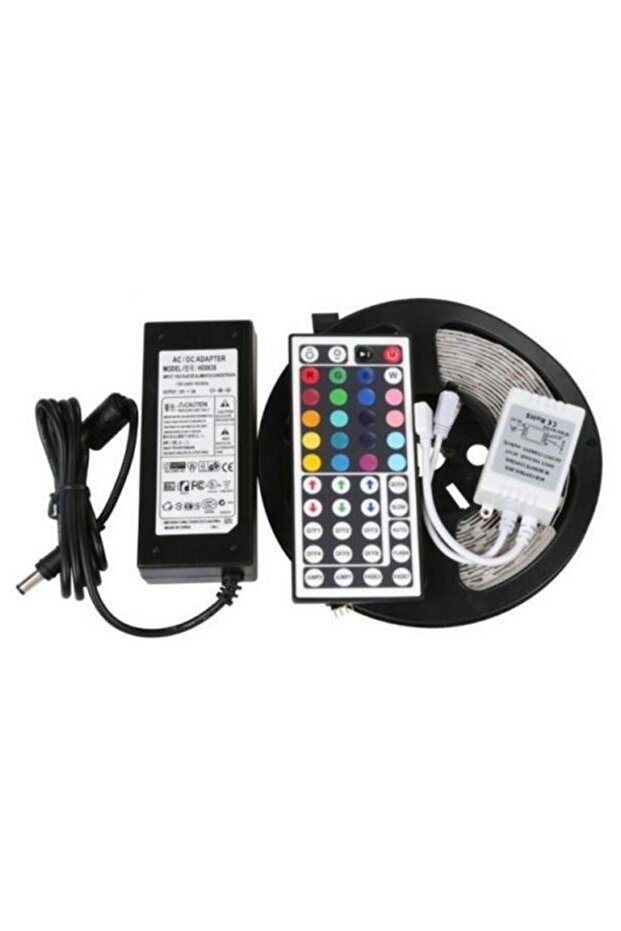 Waterproof RGB LED Light Strip with Remote Control and Power Adapter 5M Multicolor - 1