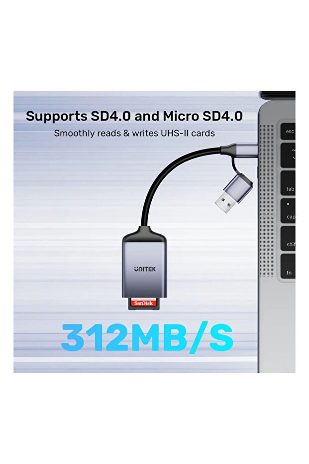 2-in-1 USB-C/A SD4.0 Card Reader – 5Gbps High-Speed, Space Grey | R1018E - 4