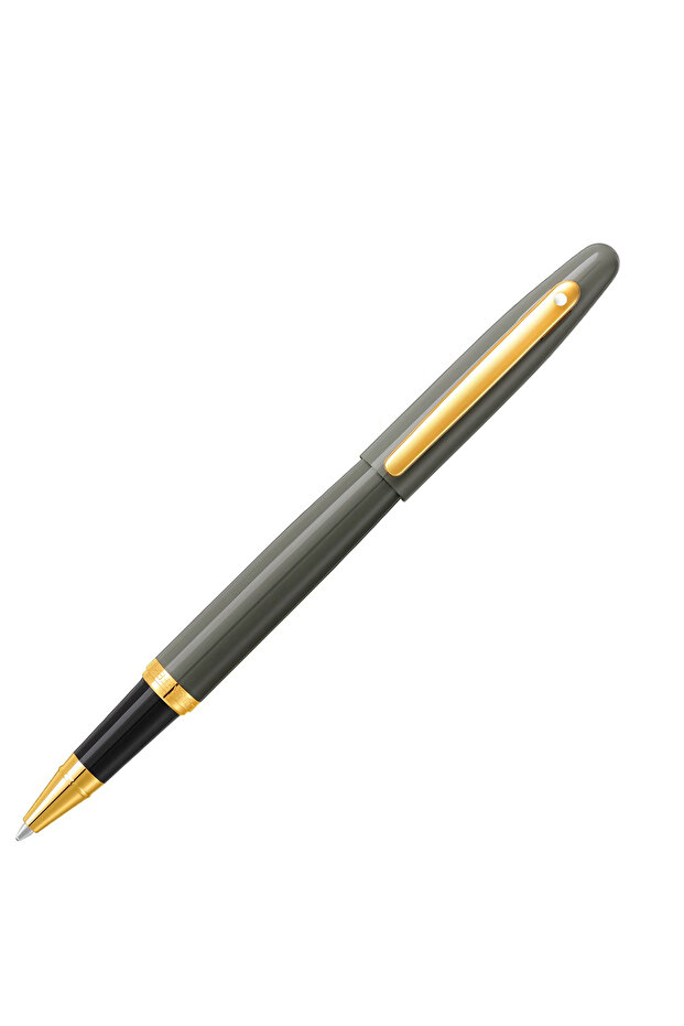VFM Light Grey PVD Gold Trim Roller Ball Pen