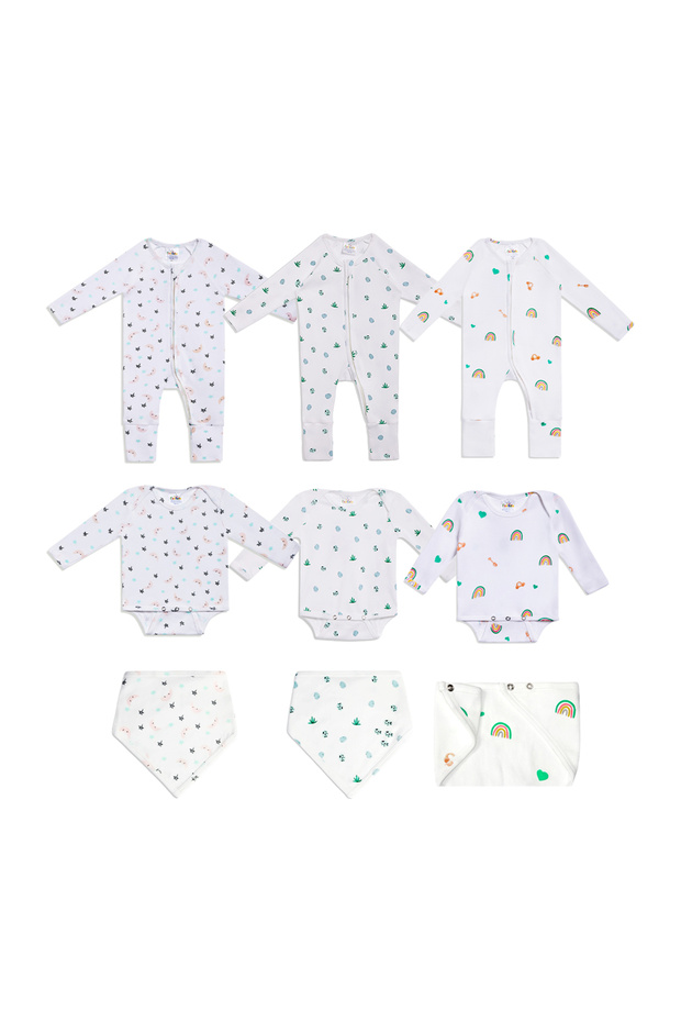 SET OF 9 : SLEEP SUIT 3 (MSP,RTP,GSP),BODY SUIT 3 (MSP,RTP,GSP),BIB-3 (MSP,RTP,GSP) - 1