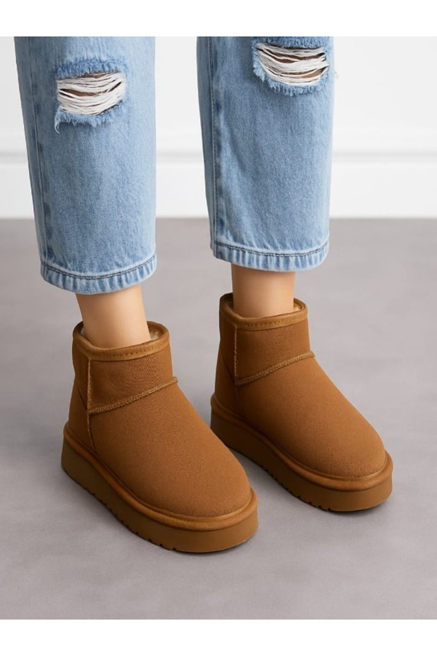 MİNİ KADIN SÜET KÜRKLÜ KALIN TABAN BOT - 3