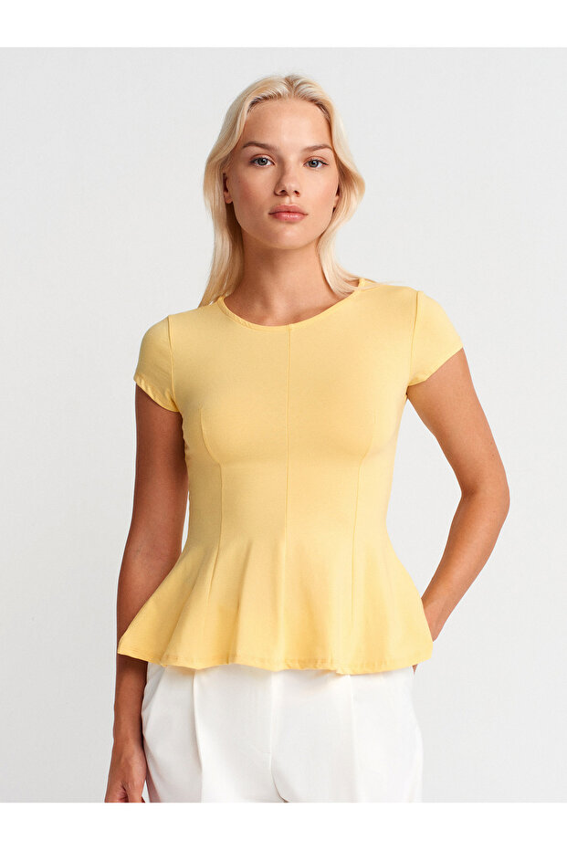 31992 Peplum T-Shirt-Yellow