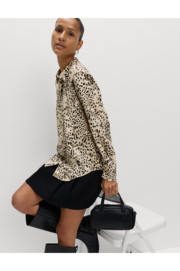 Desenli Düğmeli Regular Gömlek - 4