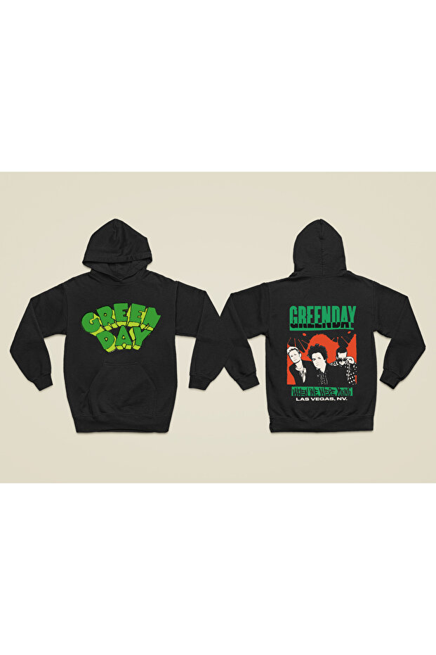 Green Day Printed Cotton Long Sleeve Ribbed 3-Ply Hooded Rock Sweatshirt