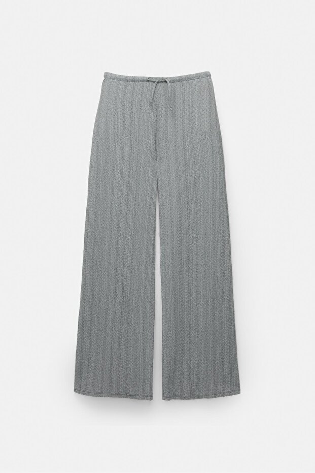 Çizgili bürümcük pantolon - 5