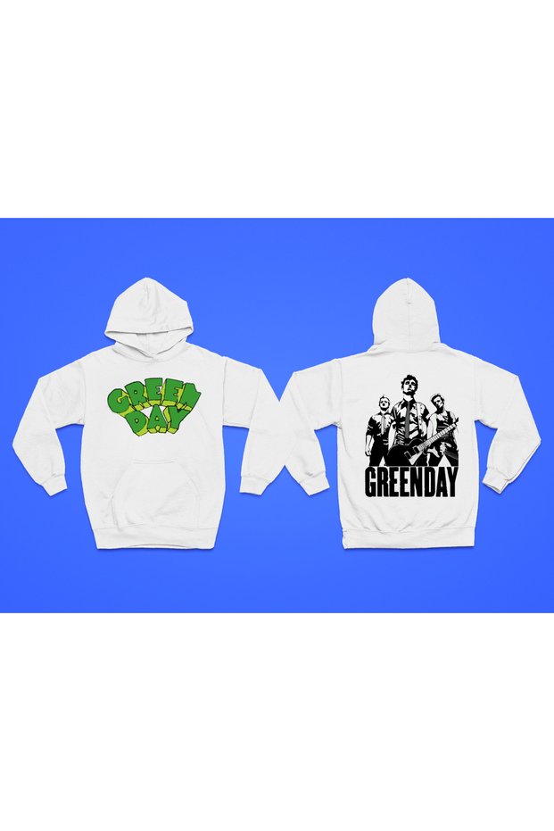 Green Day Printed Cotton Long Sleeve Ribbed 3-Ply Hooded Rock Sweatshirt