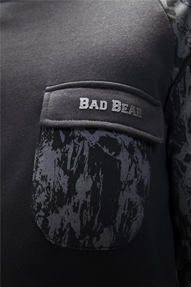 Deep Siyah Crewneck Erkek Baskılı Sweatshirt - 5