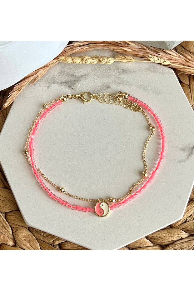 Pembe Ying Yang İkili Halhal - 1