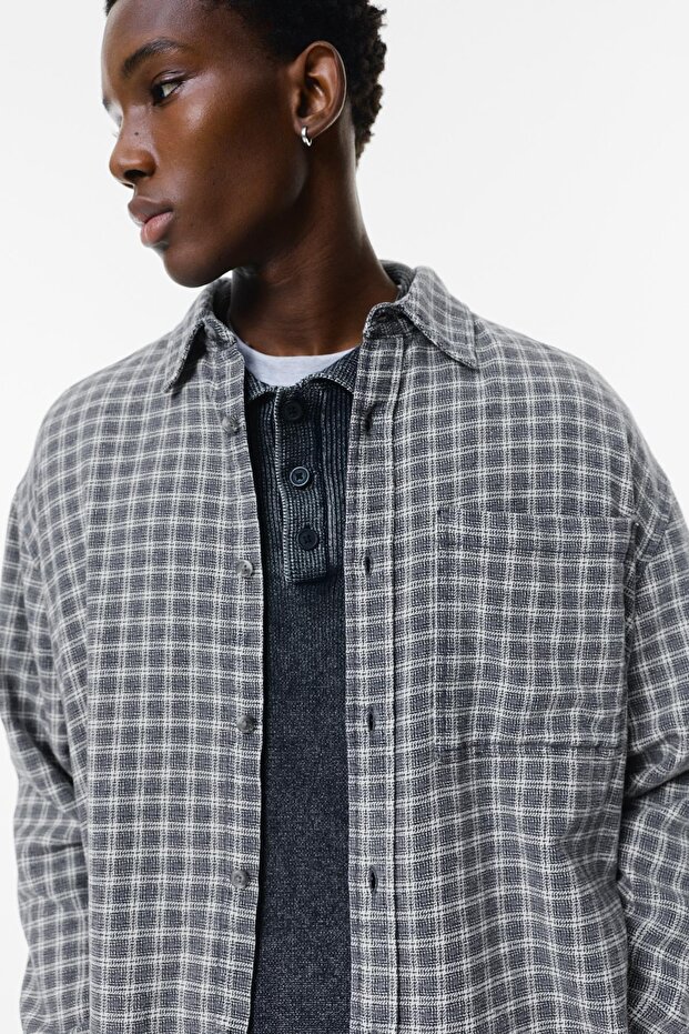 Ekose desenli mavi gömlek - 5